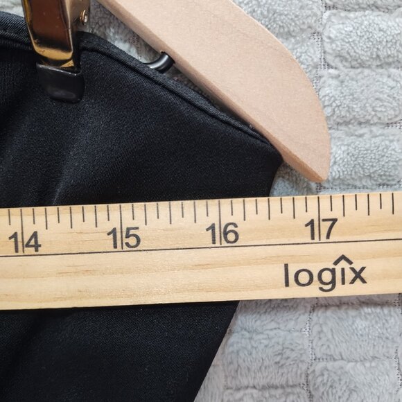 Black Asymmetrical One Shoulder Dress-Bow-Overlay-Mini with a Slit Midi Hem-Sz S - Picture 8 of 14